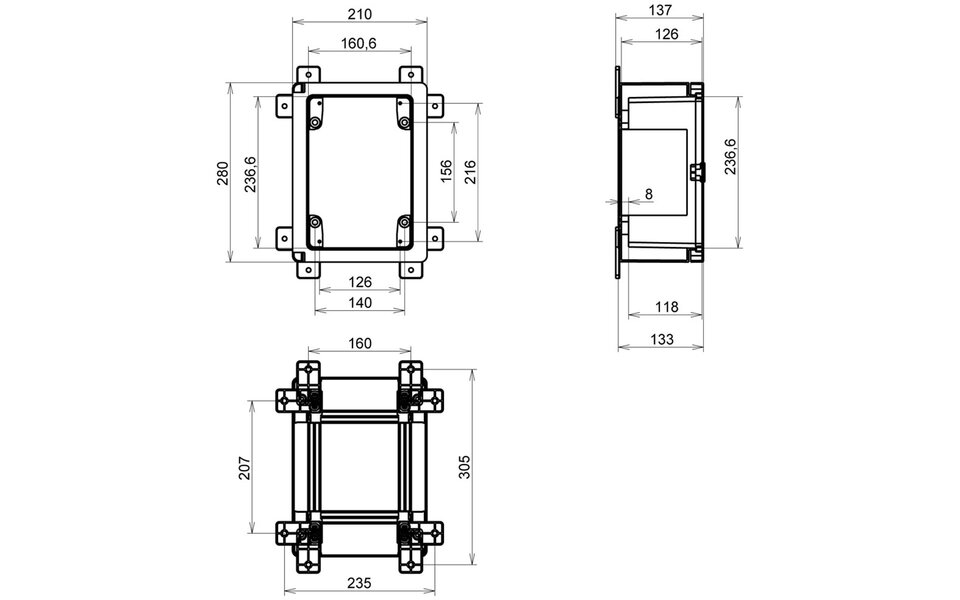Velvalux Empty Group Cabinet 330x250x130mm Velvalux Panoboxpro - Waterproof IP65, Perfect for LED Accessories