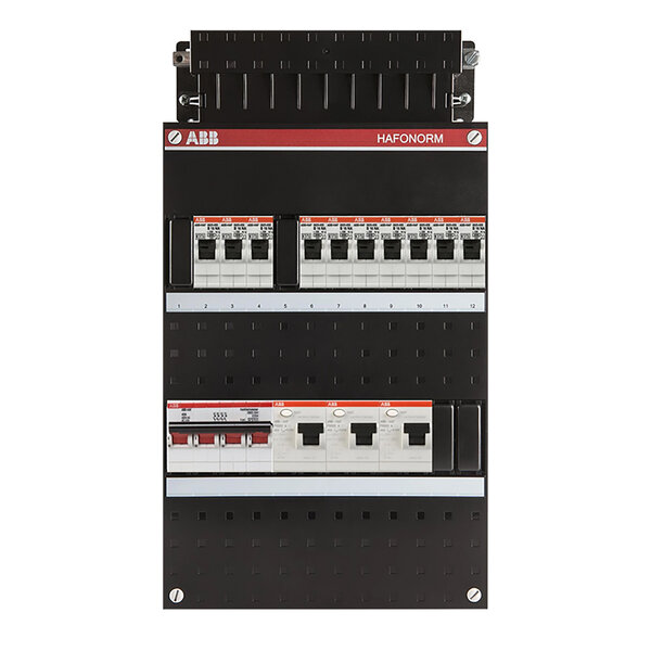 ABB ABB Hafonorm distribution box 10 groups + 3x 30mA earth leakage circuit breakers with LED accessories