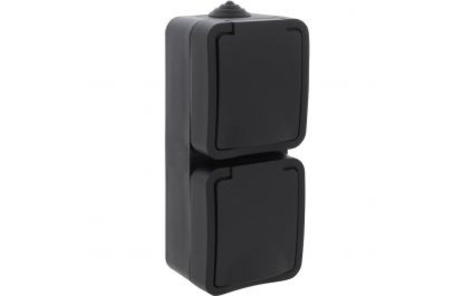 Q-LINK Q-LINK Outdoor Wall Socket - Double Splashproof IP54 Matte Black