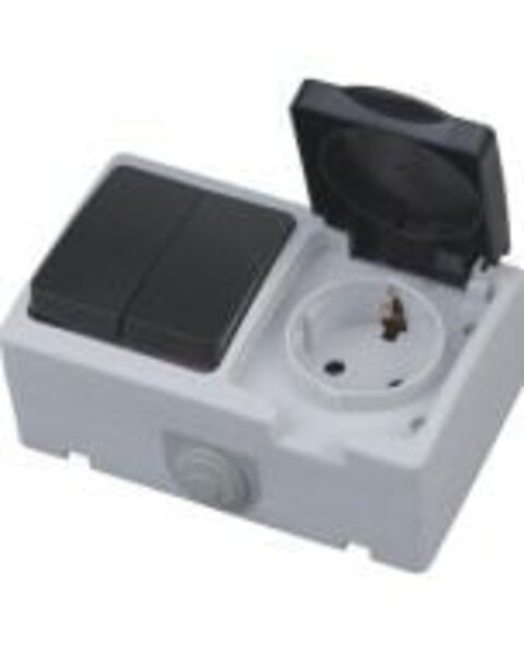 Q-LINK Q-LINK Outdoor Wall Socket - Double Splashproof IP54 Matte Black