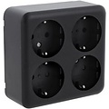 Q-LINK 4-way Surface-mounted Wall Socket Matte Black with Earth Connection and Child Safety Q-LINK 4-way Surface-mounted Wall Socket Matte Black with Earth Connection and Child Safety