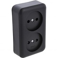 Q-LINK Double Wall Socket Matte Black | Safe LED Accessories with Child Safety