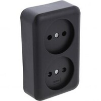 Q-LINK Double Wall Socket Matte Black with Child Safety