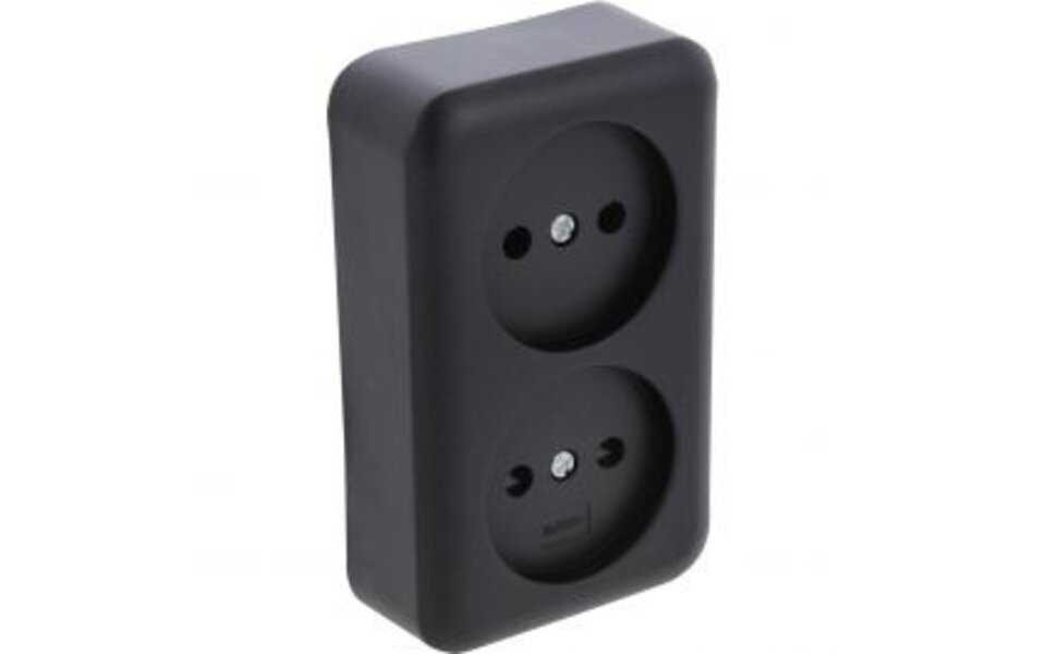 Q-LINK Q-LINK Double Wall Socket Matte Black | Safe LED Accessories with Child Safety
