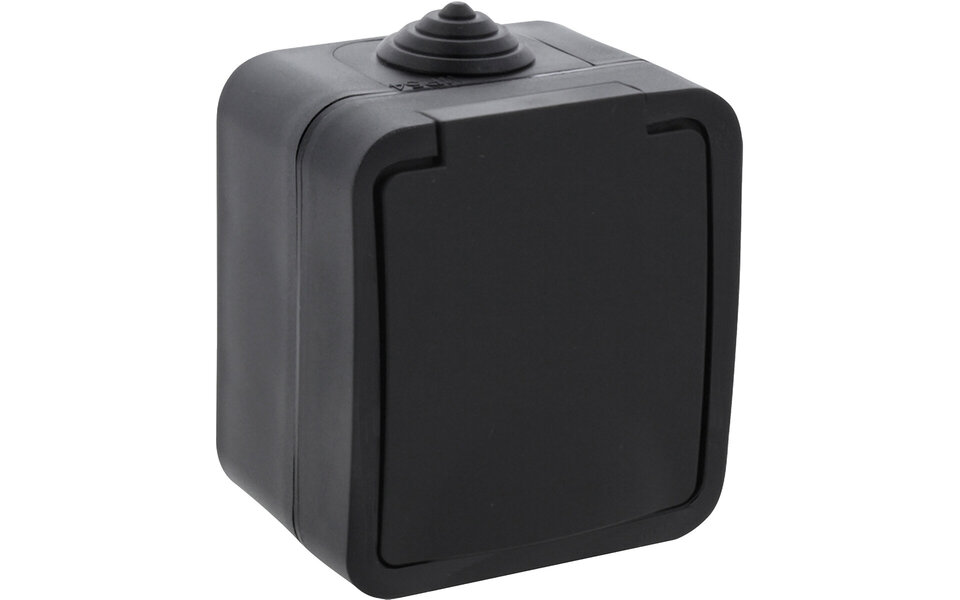 Q-LINK Q-LINK Single Outdoor Socket IP54 Matte Black with Child Safety Feature - LED Accessories