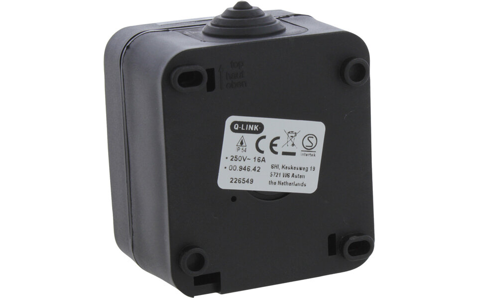 Q-LINK Q-LINK 1-voudig Buitenstopcontact IP54 Mat Zwart met Kinderbeveiliging - LED Toebehoren