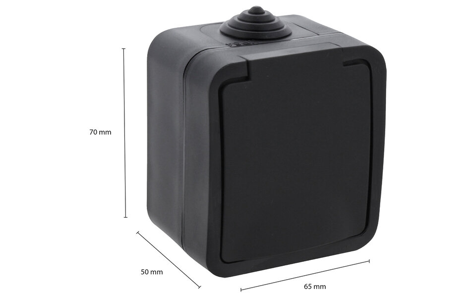 Q-LINK Q-LINK Single Outdoor Socket IP54 Matte Black with Child Safety Feature - LED Accessories