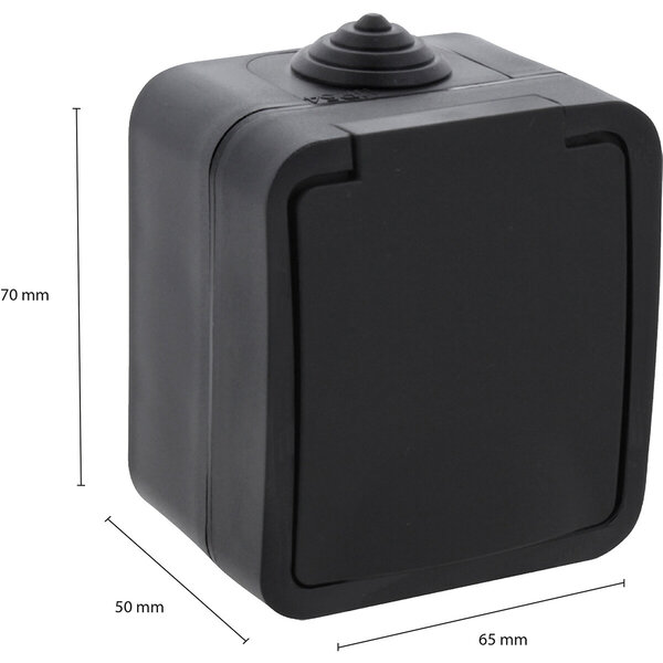 Q-LINK Q-LINK Single Outdoor Socket IP54 Matte Black with Child Safety Feature - LED Accessories