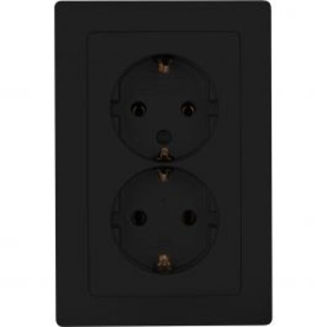 KOPP Paris HK05 Wall Socket - Built-in Double Socket Matte Black, Safe LED Accessories