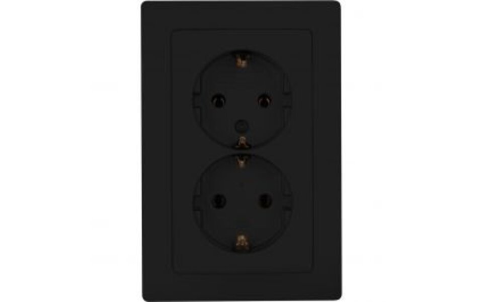 KOPP KOPP Paris HK05 Wall Socket - Built-in Double Socket Matte Black, Safe LED Accessories