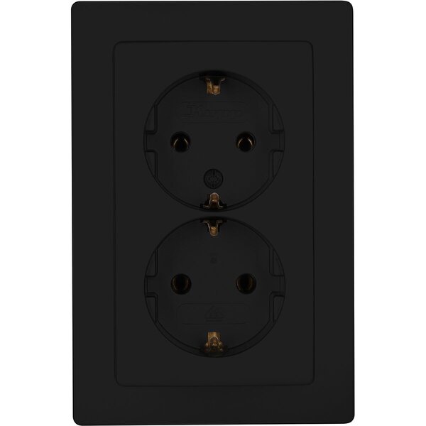 KOPP KOPP Wandcontactdoos Paris HK05 - Inbouw Dubbel Stopcontact Mat Zwart, Veilig LED toebehoren