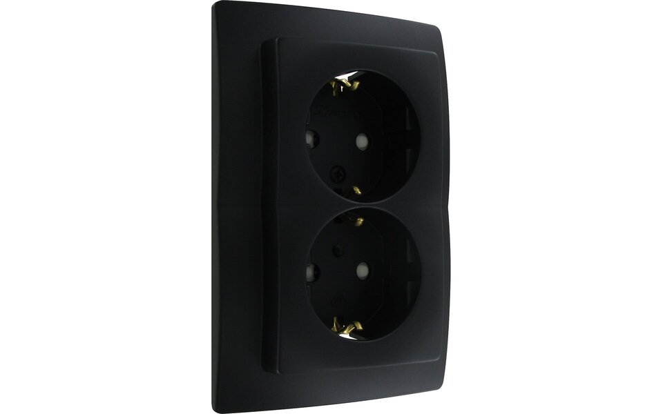 KOPP KOPP Paris HK05 Wall Socket - Built-in Double Socket Matte Black, Safe LED Accessories