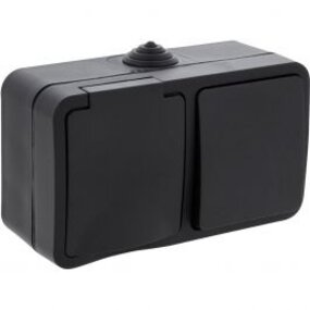 Q-LINK Wandcontactdoos met 1-voudige Schakelaar IP54 Mat Zwart