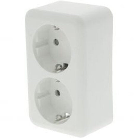 Q-LINK Double Surface-Mounted Wall Socket Polar White - Safe LED Accessories