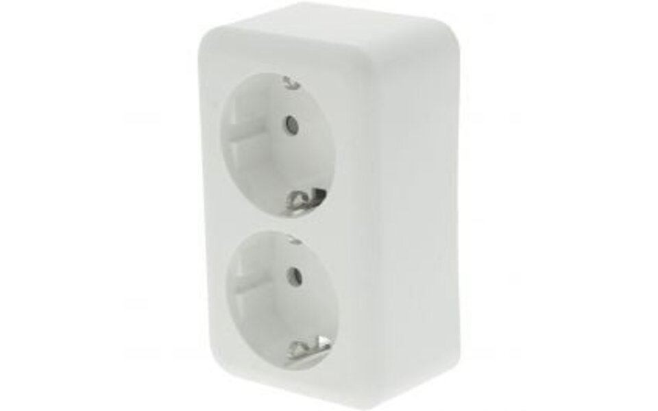 Q-LINK Q-LINK Double Surface-Mounted Wall Socket Polar White - Safe LED Accessories
