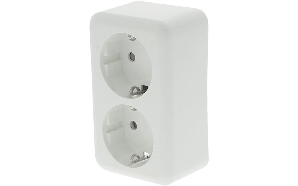 Q-LINK Q-LINK Double Surface-Mounted Wall Socket Polar White - Safe LED Accessories