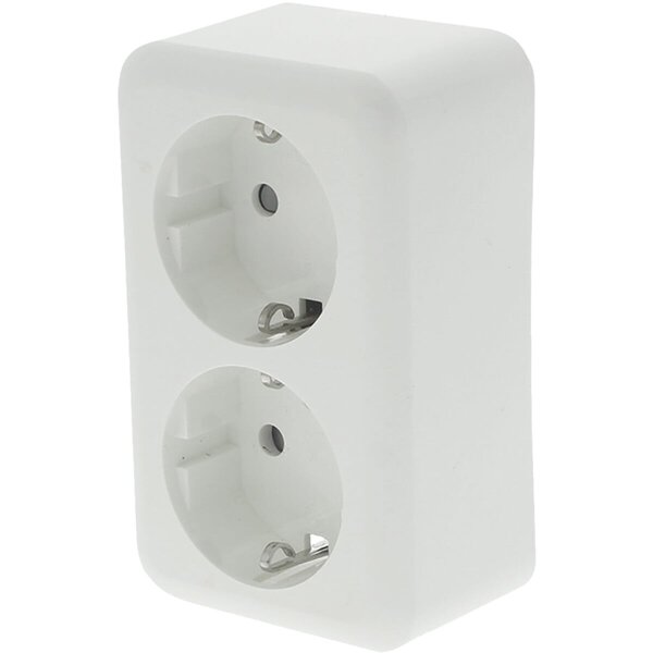 Q-LINK Q-LINK Double Surface-Mounted Wall Socket Polar White - Safe LED Accessories