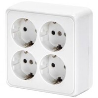 4-way white wall socket with earth connection - LED accessories