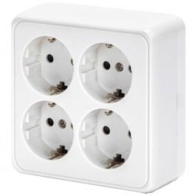 4-way white wall socket with earth connection - LED accessories