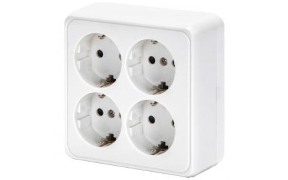 HLW LED Aigi Kuta 4-way white wall socket with earth connection – Safe LED accessories