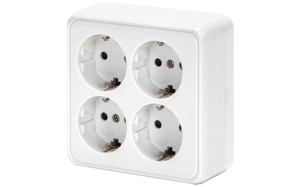 HLW LED Aigi Kuta 4-way white wall socket with earth connection – Safe LED accessories