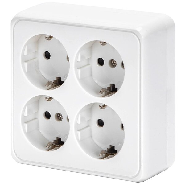 HLW LED Aigi Kuta 4-way white wall socket with earth connection – Safe LED accessories