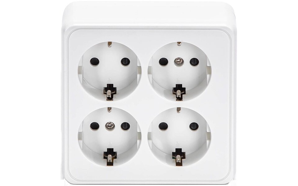 HLW LED Aigi Kuta 4-way white wall socket with earth connection – Safe LED accessories