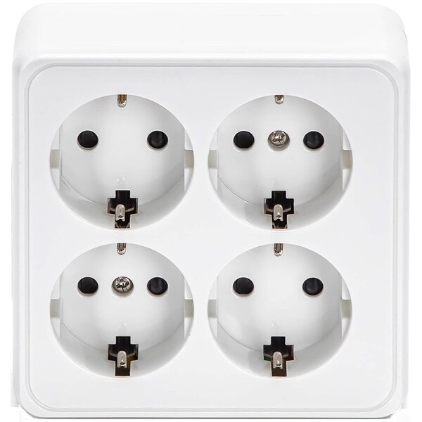 HLW LED Wandcontactdoos Aigi Kuta 4-voudig wit met randaarde – Veilig LED toebehoren