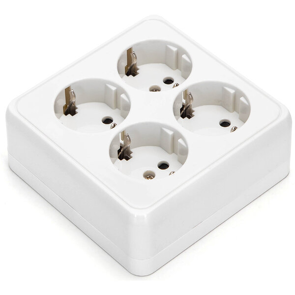 HLW LED Aigi Kuta 4-way white wall socket with earth connection – Safe LED accessories
