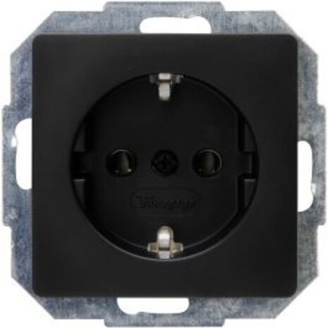 KOPP Paris HK05 Wall Socket - Single, Matte Black, Grounding - LED accessories