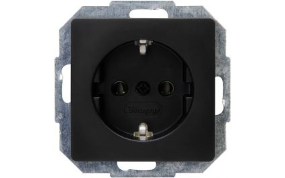 KOPP KOPP Paris HK05 Wall Socket - Single, Matte Black, Grounding - LED accessories KOPP KOPP Paris HK05 Wall Socket - Single, Matte Black, Grounding - LED accessories