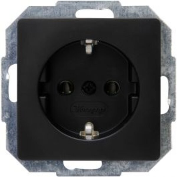 KOPP KOPP Paris HK05 Wall Socket - Single, Matte Black, Grounding - LED accessories