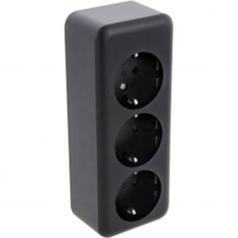 Q-LINK 3-way Wall Socket Matte Black - Safe & Durable LED accessories