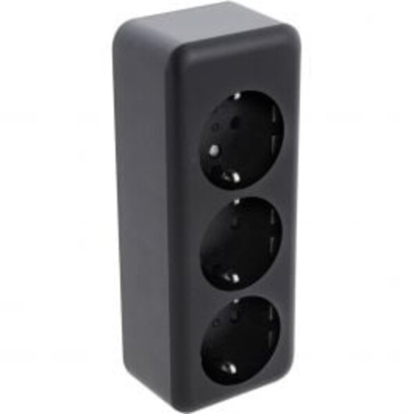 Q-LINK Q-LINK 3-way Wall Socket Matte Black - Safe & Durable LED accessories