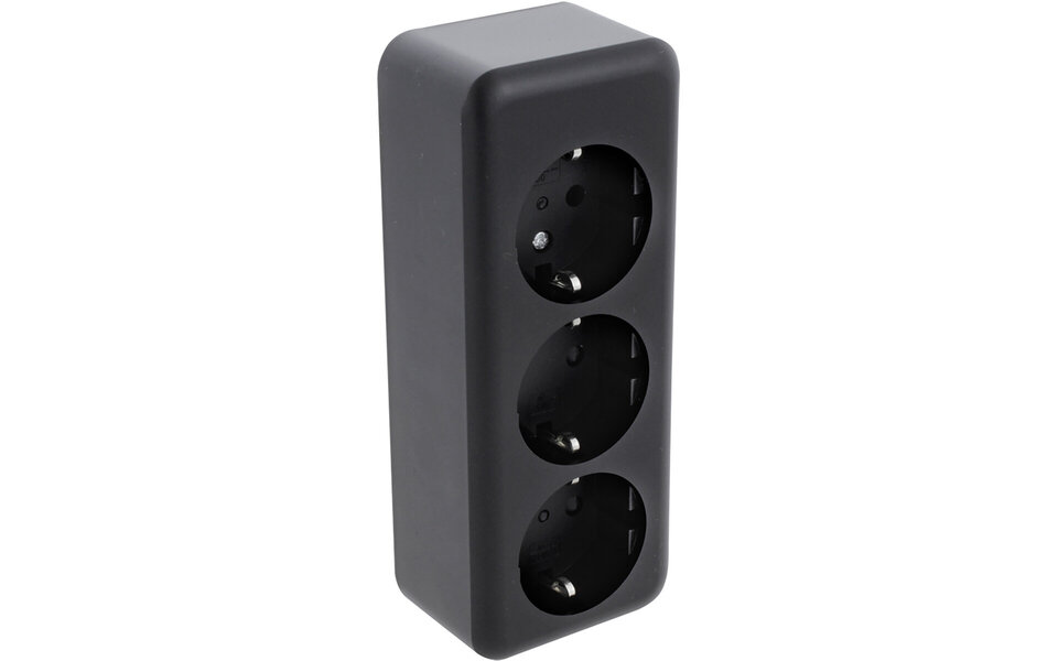 Q-LINK Q-LINK 3-way Wall Socket Matte Black - Safe & Durable LED accessories Q-LINK Q-LINK 3-way Wall Socket Matte Black - Safe & Durable LED accessories