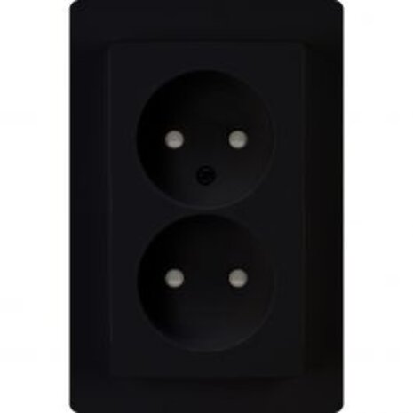 KOPP Paris HK05 Flush-Mounted Wall Socket - Double Socket Matte Black, Safe LED Accessories