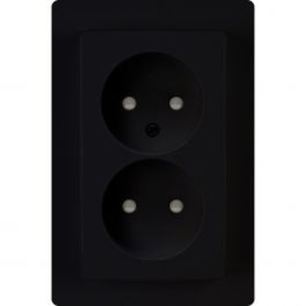 KOPP KOPP Paris HK05 Flush-Mounted Wall Socket - Double Socket Matte Black, Safe LED Accessories
