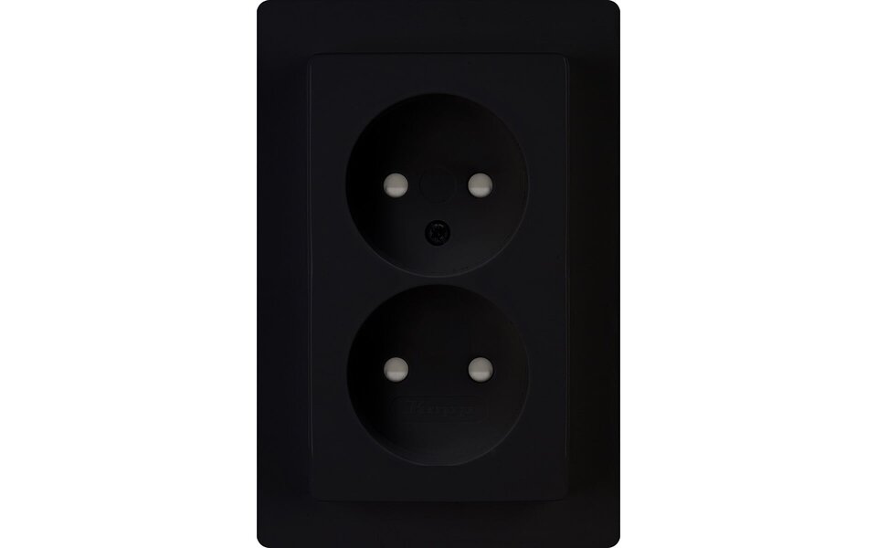 KOPP KOPP Paris HK05 Inbouw Wandcontactdoos - Dubbel Stopcontact Mat Zwart, Veilig LED Toebehoren