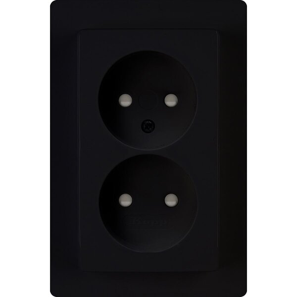 KOPP KOPP Paris HK05 Flush-Mounted Wall Socket - Double Socket Matte Black, Safe LED Accessories