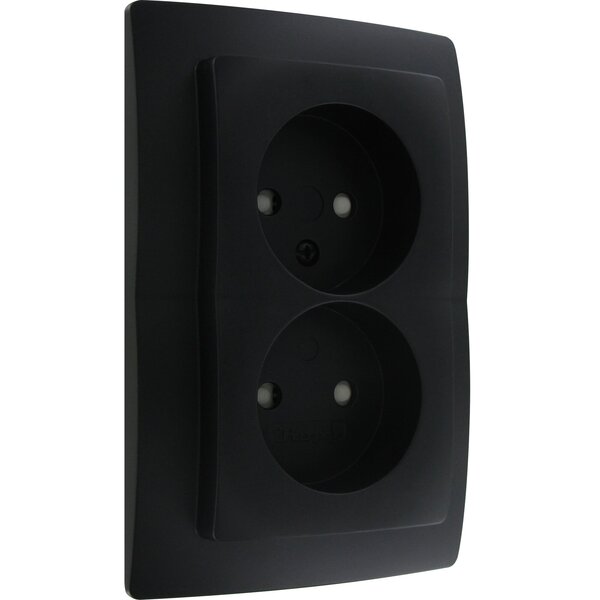 KOPP KOPP Paris HK05 Flush-Mounted Wall Socket - Double Socket Matte Black, Safe LED Accessories