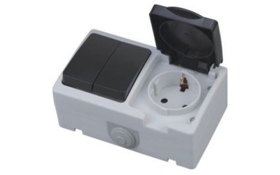 HLW LED Earthed Outdoor Socket with Series Switch - Waterproof IP54 for LED Accessories