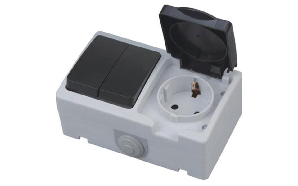 HLW LED Geaard Buitenstopcontact met Serieschakelaar - Waterdicht IP54 voor LED Toebehoren