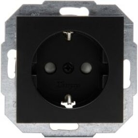KOPP Athenis HK07 Wall Socket - Matte Black, Single, Safe