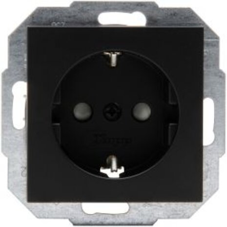 KOPP Athenis HK07 Wall Socket Matte Black - Single, Grounded & Child Safety - LED accessories