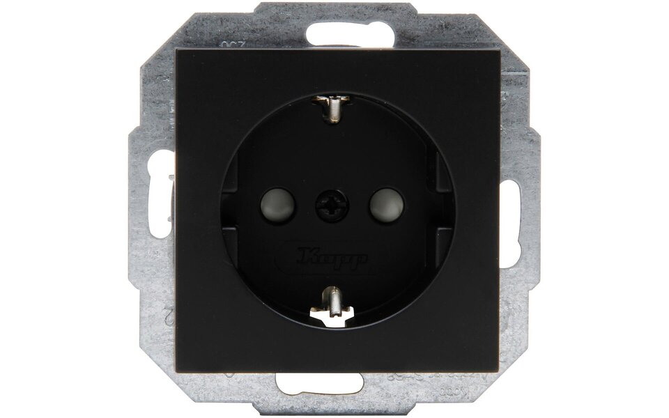 KOPP KOPP Athenis HK07 Wall Socket Matte Black - Single, Grounded & Child Safety - LED accessories