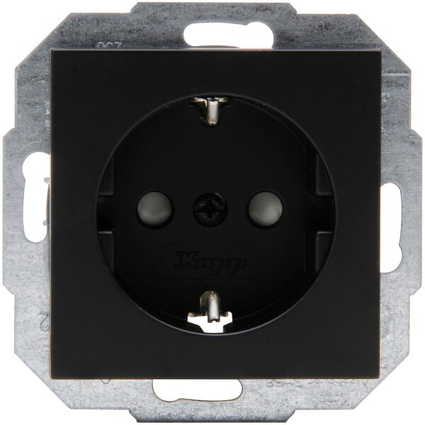 KOPP KOPP Athenis HK07 Wall Socket Matte Black - Single, Grounded & Child Safety - LED accessories