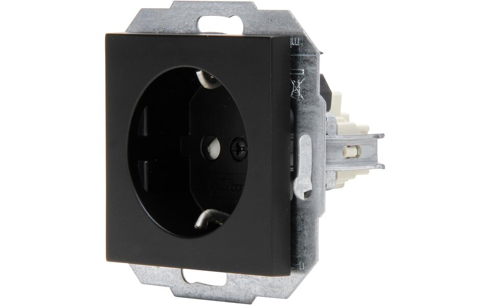 KOPP KOPP Athenis HK07 Wall Socket Matte Black - Single, Grounded & Child Safety - LED accessories