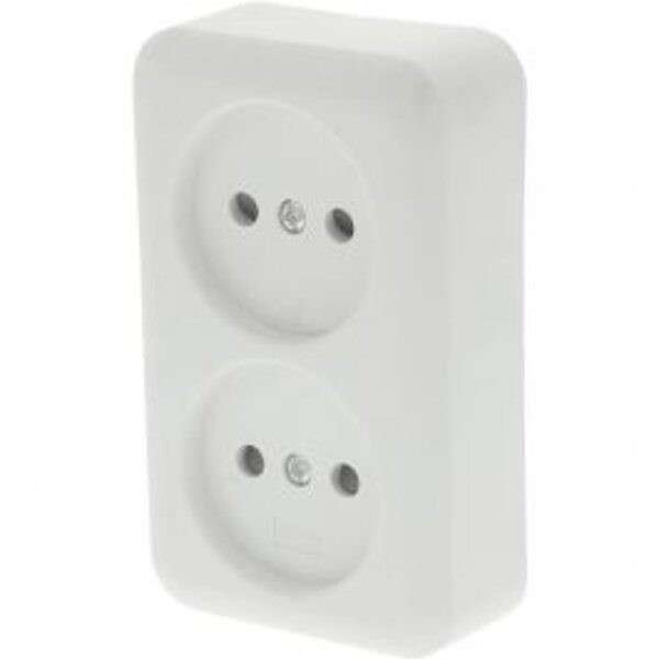 Q-LINK Q-LINK Double Surface-Mounted Wall Socket Polar White – Safe LED Accessories