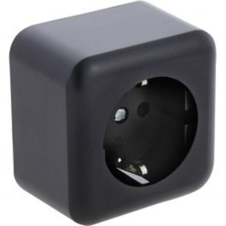 Q-LINK Single Wall Socket Matte Black with Grounding & Child Safety