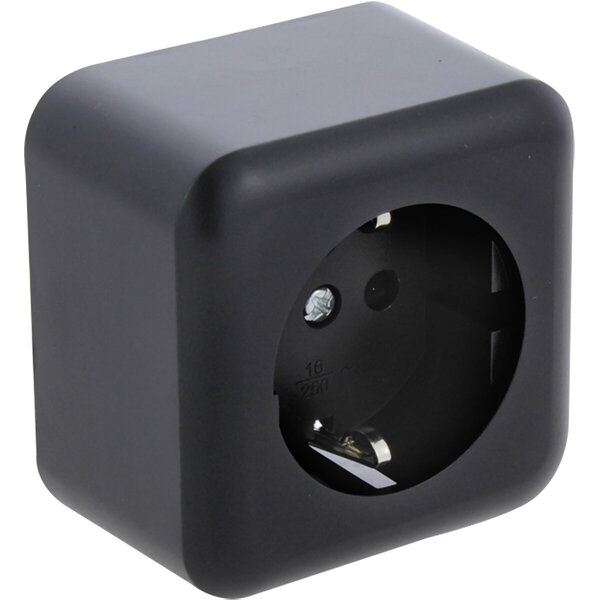 Q-LINK Q-LINK Single Wall Socket Matte Black with Grounding & Child Safety